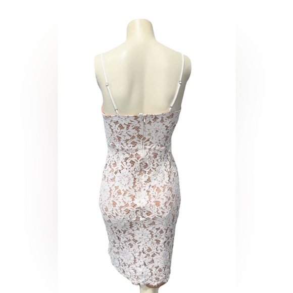 Lulus White Lace Midi Dress Small Spaghetti Strap Slit Fitted - Picture 10 of 14